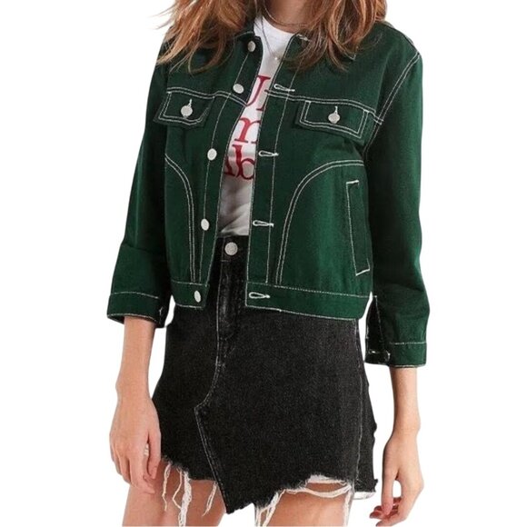 Unif NWT Denim Jacket Holy Green 3/4 Sleeve ASO TV 911/ Scream/The Fosters SizeS - Picture 6 of 16